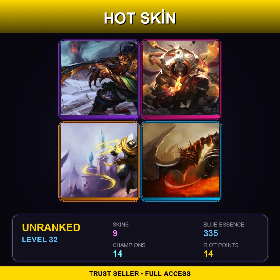VN | Lv32 | Unranked | 9 Skin | 14 Champ