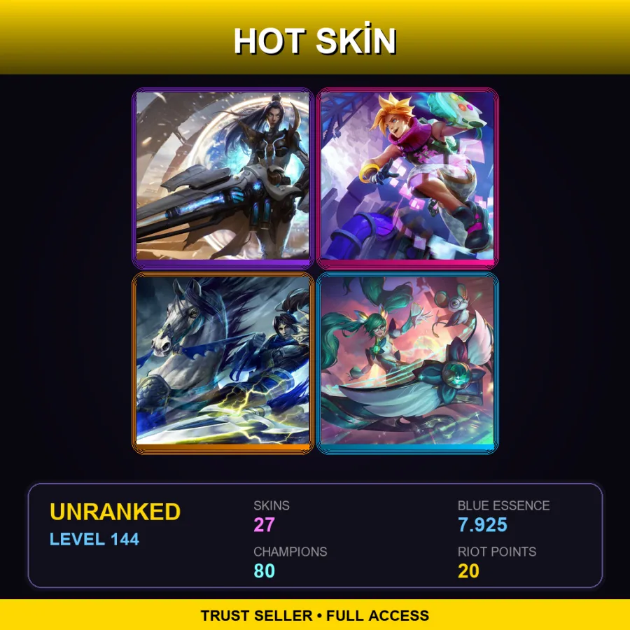 LAN | Lv144 | Unranked | 27 Skin | 80 Champ — Secret Agent Xin Zhao