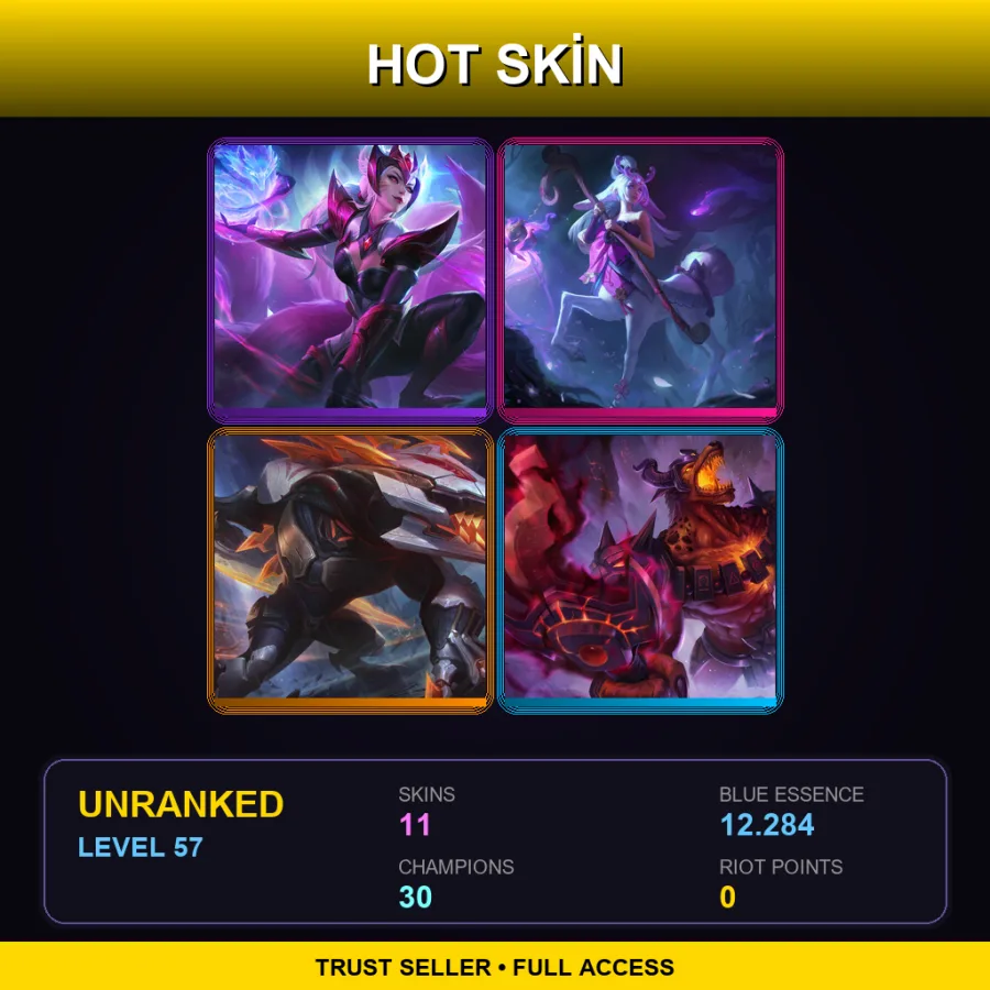 LAN | Lv57 | Unranked | 11 Skin | 30 Champ — LoL account