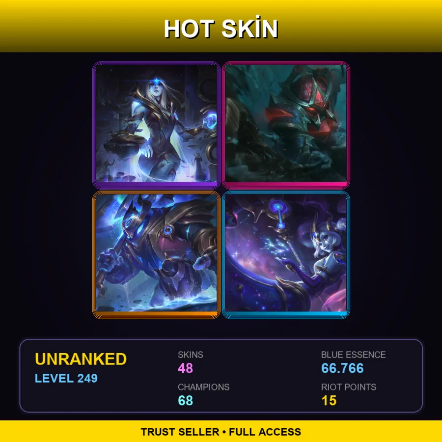 BR | Lv249 | Unranked | 48 Skin | 68 Champ — Old God Warwick