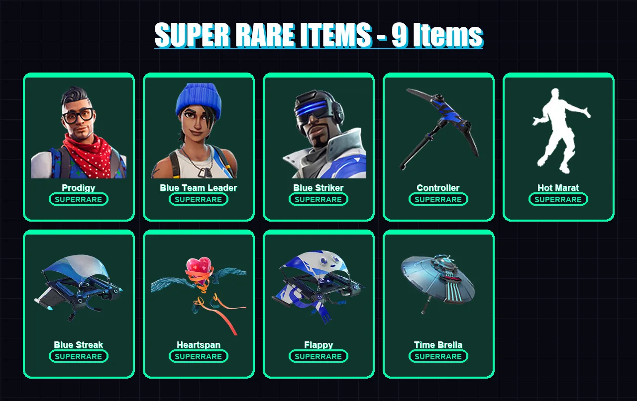 [PS4/PS5/XBOX/PC] | Prodigy | Blue Team Leader | Blue Striker | Ronin | Drift | 36 skin | 56 pickaxe | 39 emote | 53 glider | Lv685