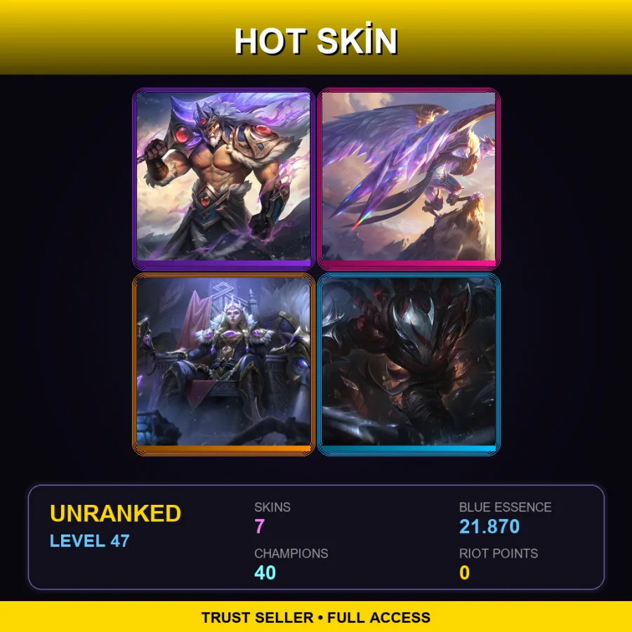 LAS | Lv47 | Unranked | 7 Skin | 40 Champ — LoL account