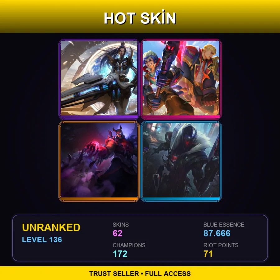 VN | Lv136 | Unranked | 62 Skin | 172 Champ