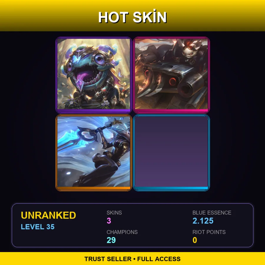 EUW | Lv35 | Unranked | 3 Skin | 29 Champ