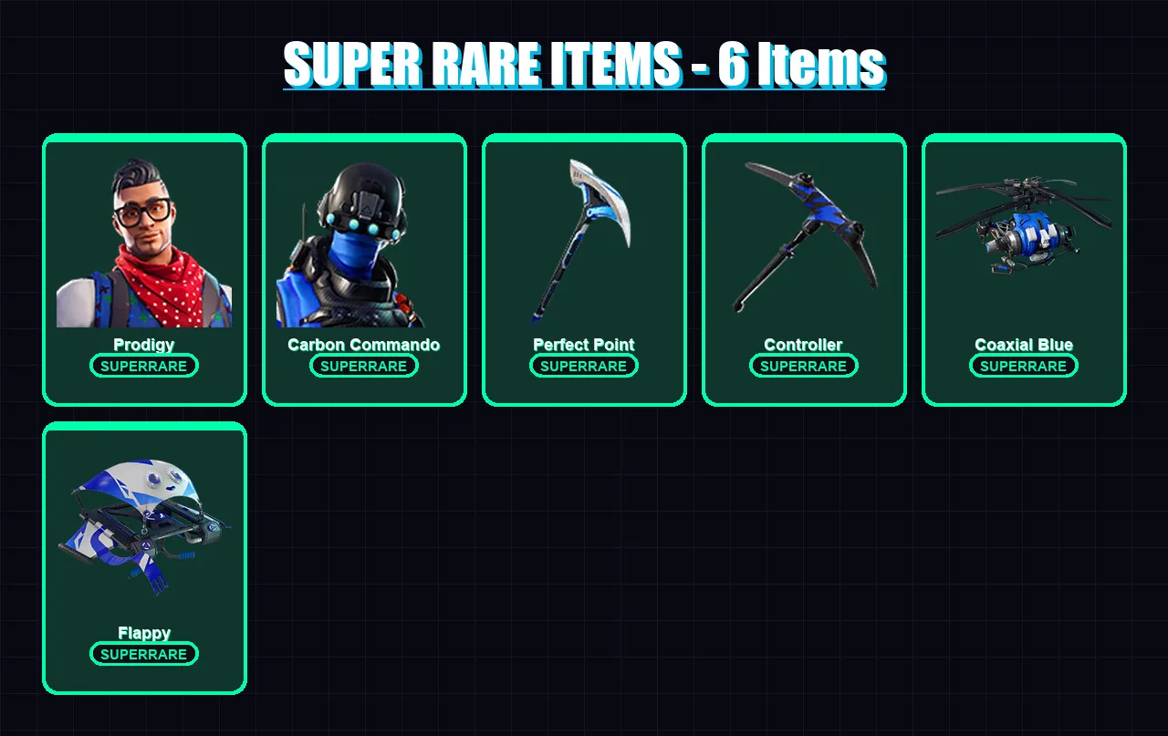 [PS4/PS5/XBOX/PC] | Prodigy | Carbon Commando | Catalyst | Snap | Rox | 47 skin | 48 pickaxe | 49 emote | 52 glider | Lv661