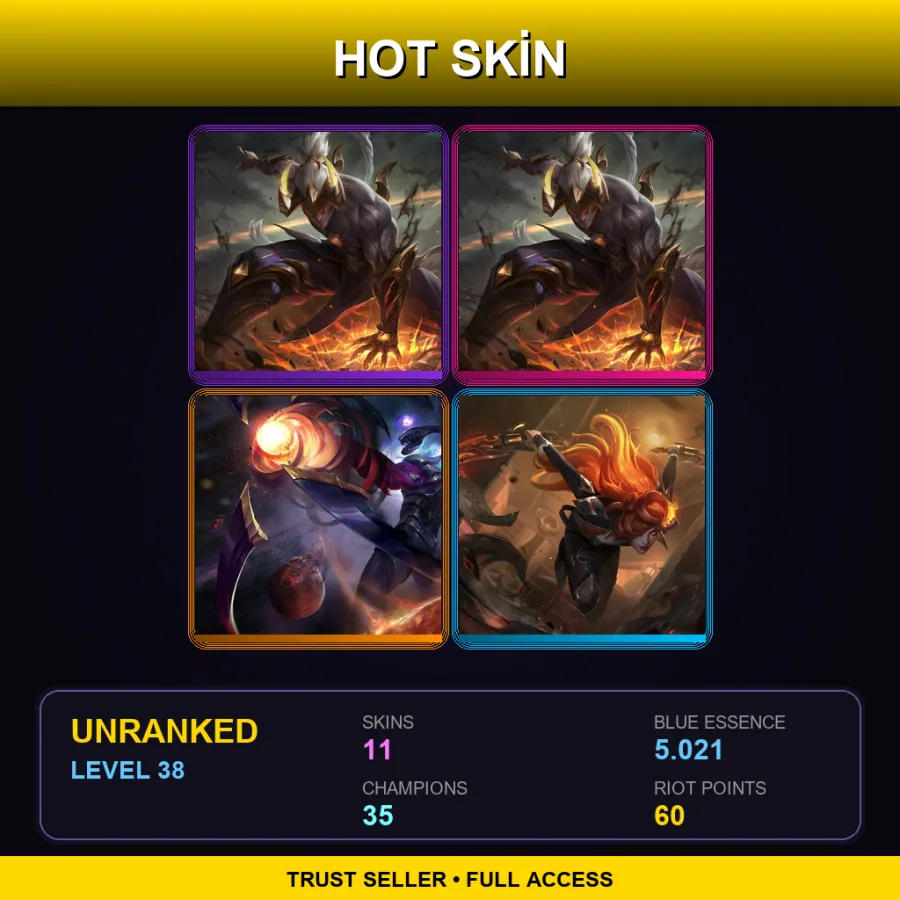 EUW | Lv38 | Unranked | 11 Skin | 35 Champ — LoL account