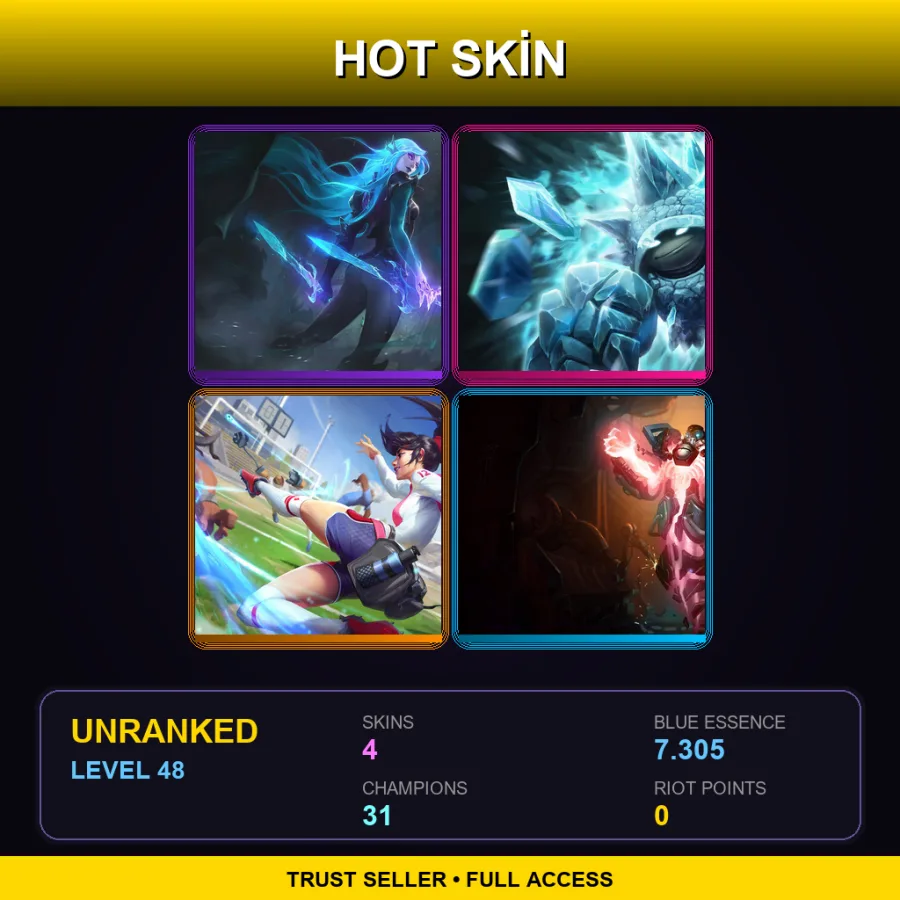 EUW | Lv48 | Unranked | 4 Skin | 31 Champ