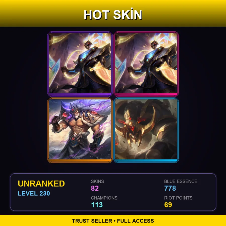NA | Lv230 | Unranked | 82 Skin | 113 Champ