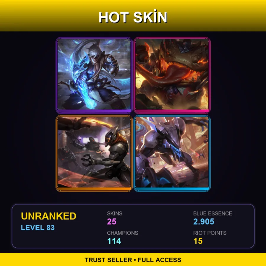 TR | Lv83 | Unranked | 25 Skin | 114 Champ