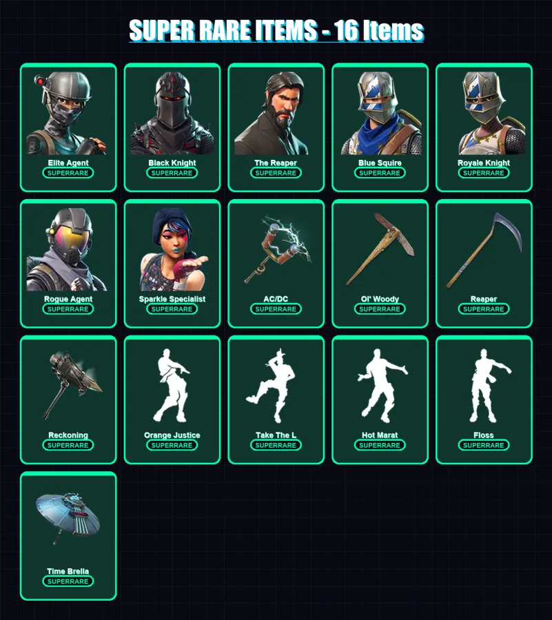 [PC/PSN] | Elite Agent | Black Knight | The Reaper | Blue Squire | Royale Knight | 164 skin | 127 pickaxe | 120 emote | 99 glider | Lv1199