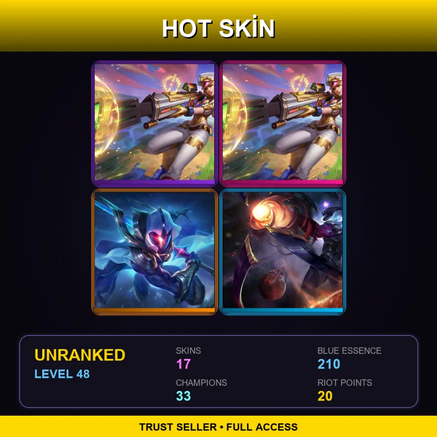 LAN | Lv48 | Unranked | 17 Skin | 33 Champ — LoL account