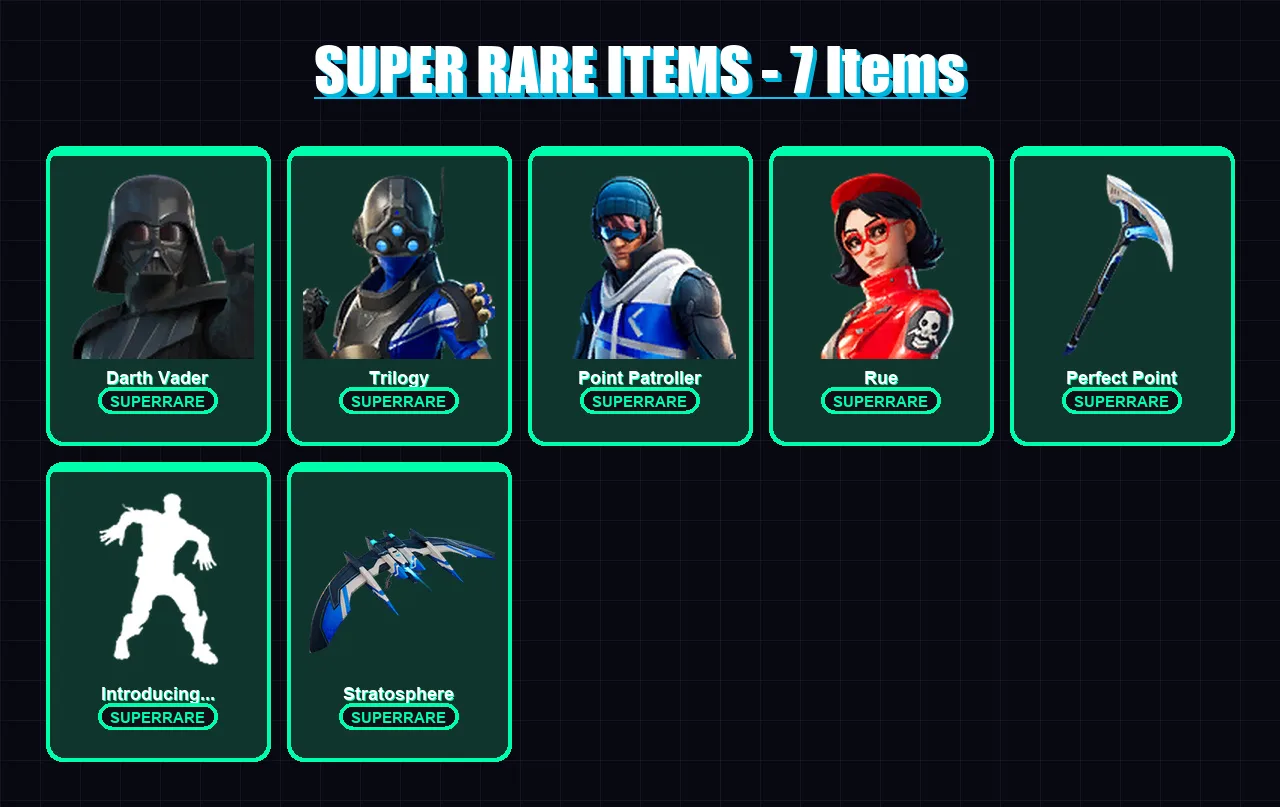 [PS4/PS5/XBOX/PC] | Darth Vader | Trilogy | Point Patroller | Rue | Frozen Red Knight | 169 skin | 173 pickaxe | 145 emote | 130 glider | Lv2131