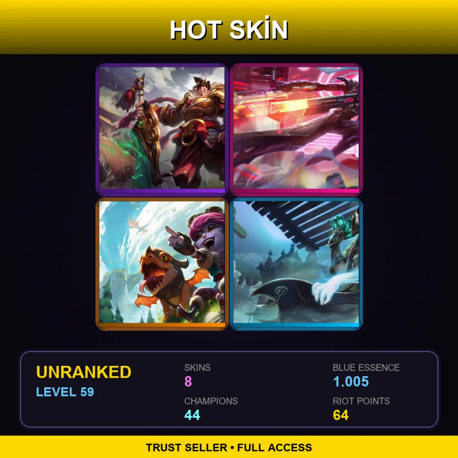 NA | Lv59 | Unranked | 8 Skin | 44 Champ — Unranked / Smurf League of Legends