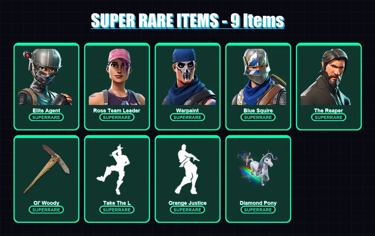 [PC/XBOX/PSN] | Elite Agent | Rose Team Leader | Warpaint | Blue Squire | The Reaper | 31 skin | 44 pickaxe | 36 emote | 45 glider | Lv574