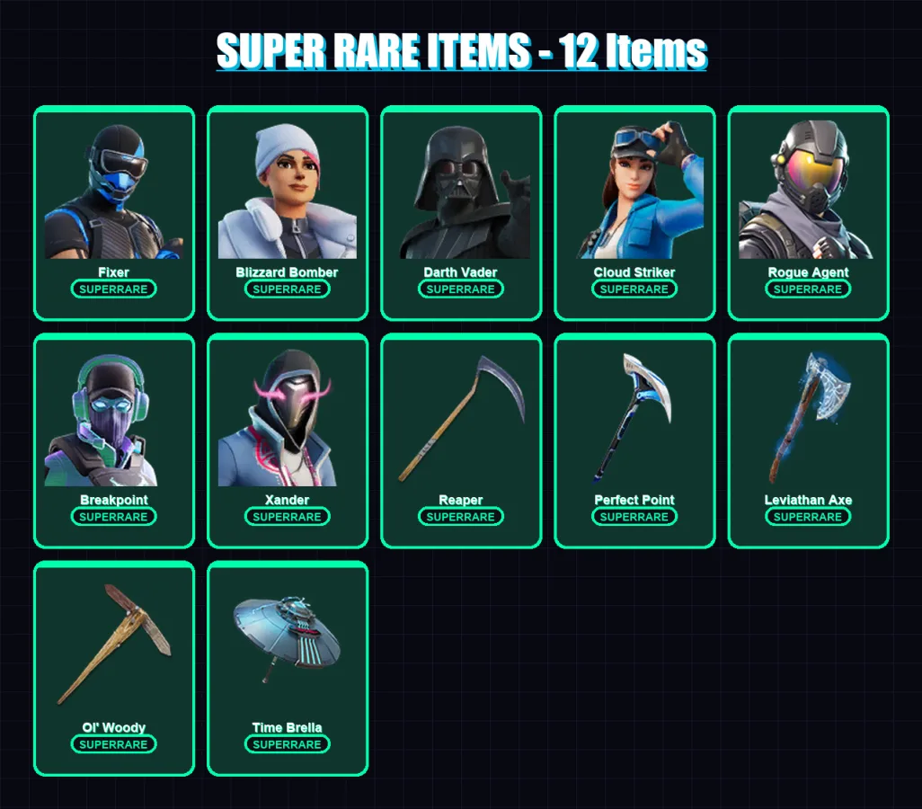 [PC/XBOX] | Fixer | Blizzard Bomber | Darth Vader | Cloud Striker | Rogue Agent | 143 skin | 151 pickaxe | 123 emote | 127 glider | Lv2202