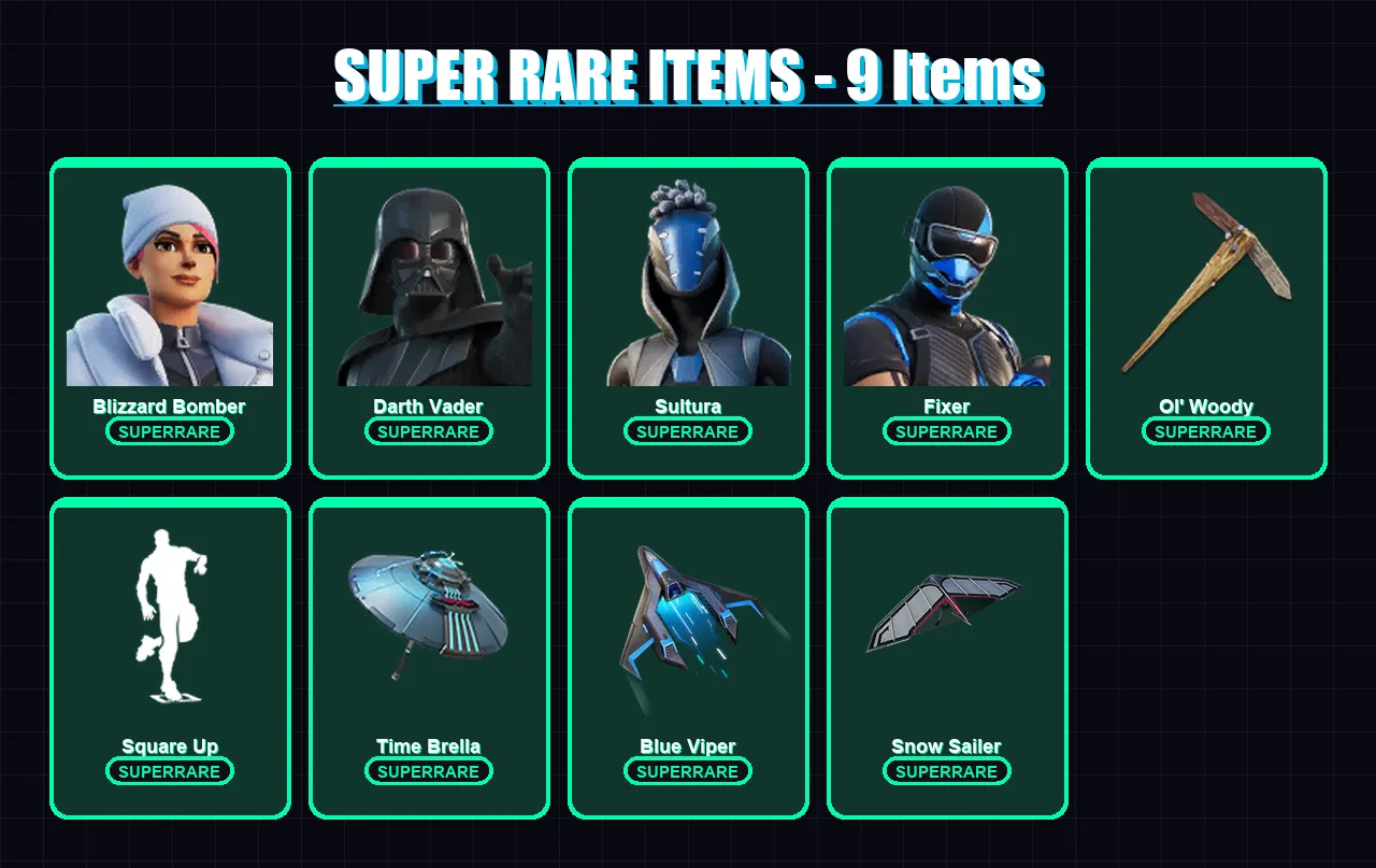 [PC/XBOX] | Blizzard Bomber | Darth Vader | Sultura | Fixer | Malik | 62 skin | 154 pickaxe | 92 emote | 124 glider | Lv2388