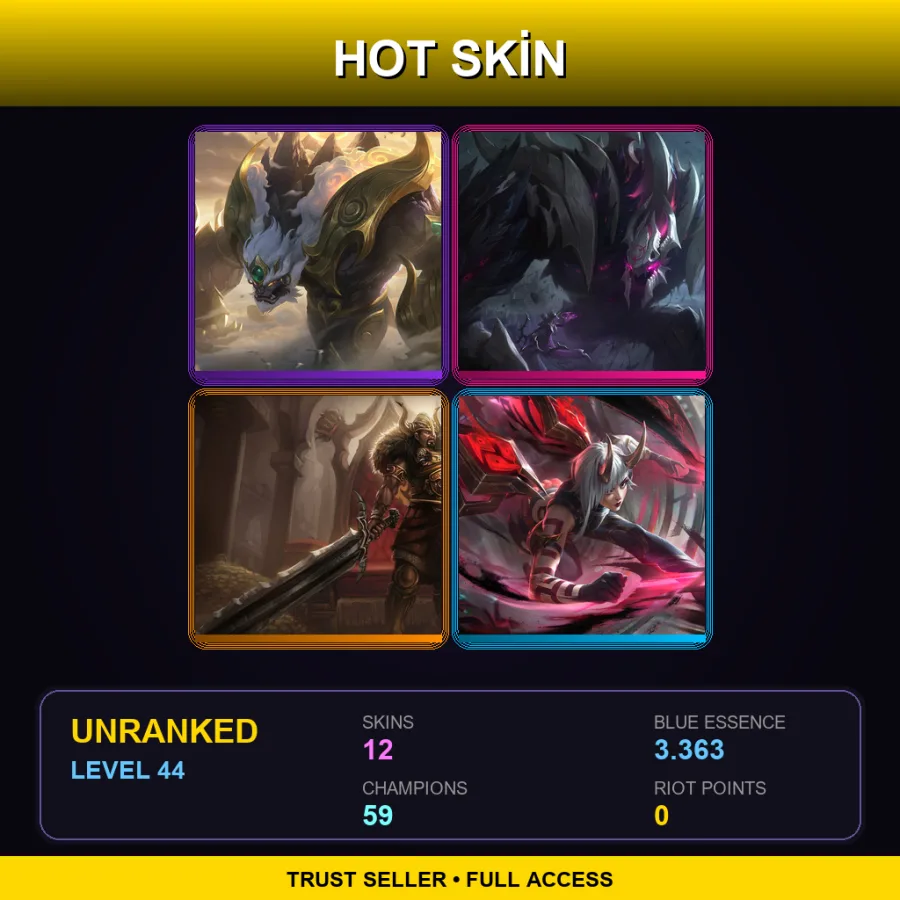 ME | Lv44 | Unranked | 12 Skin | 59 Champ — LoL account