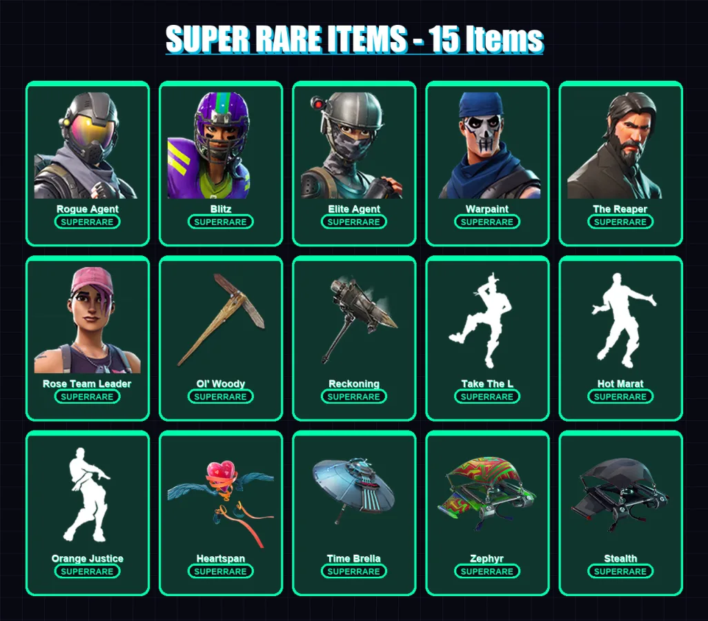 [PC/PSN] | Rogue Agent | Blitz | Elite Agent | Warpaint | The Reaper | 156 skin | 135 pickaxe | 141 emote | 115 glider | Lv1482