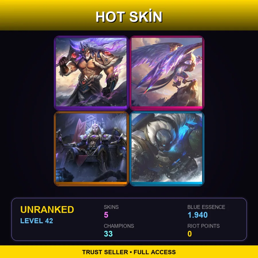 EUNE | Lv42 | Unranked | 5 Skin | 33 Champ