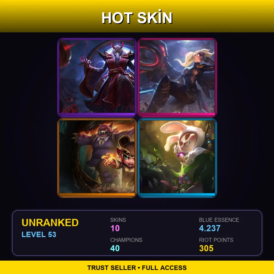 EUNE | Lv53 | Unranked | 10 Skin | 40 Champ — LoL account