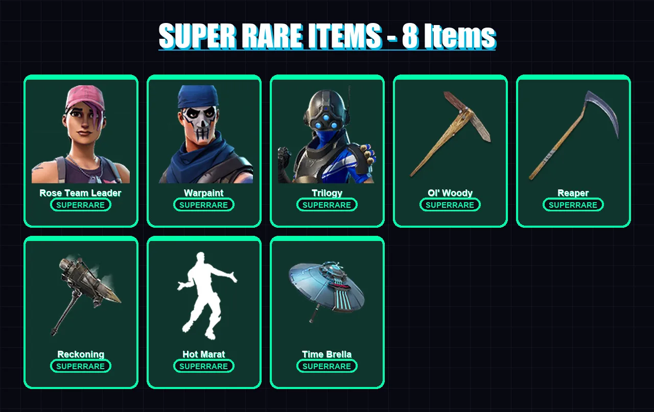 [PC/PSN] | Rose Team Leader | Warpaint | Trilogy | Fusion | Omegarok | 80 skin | 85 pickaxe | 83 emote | 86 glider | Lv1301 — Fortnite account