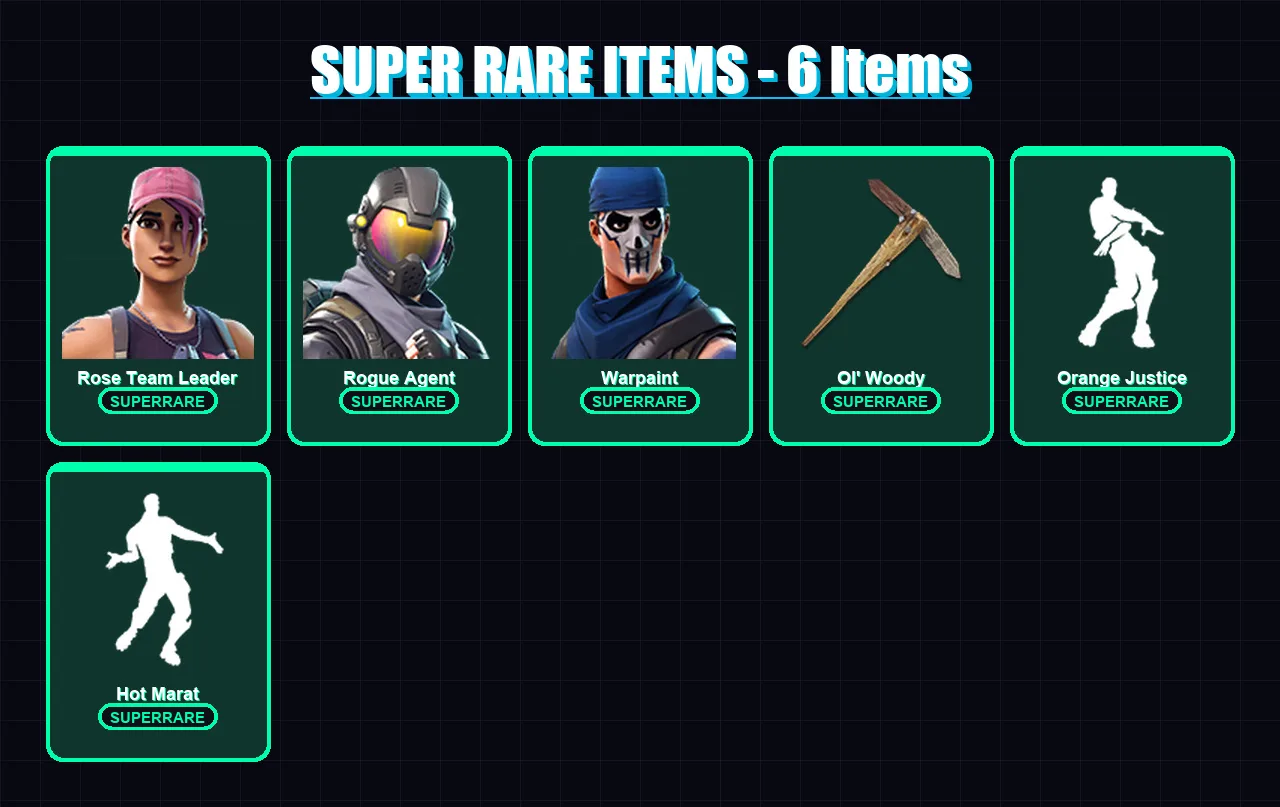[PC/XBOX/PSN] | Rose Team Leader | Rogue Agent | Warpaint | Blackheart | Zenith | 13 skin | 17 pickaxe | 35 emote | 25 glider | Lv434