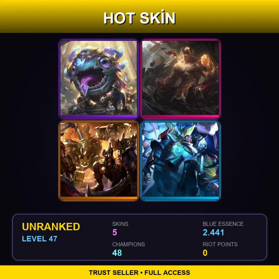 NA | Lv47 | Unranked | 5 Skin | 48 Champ
