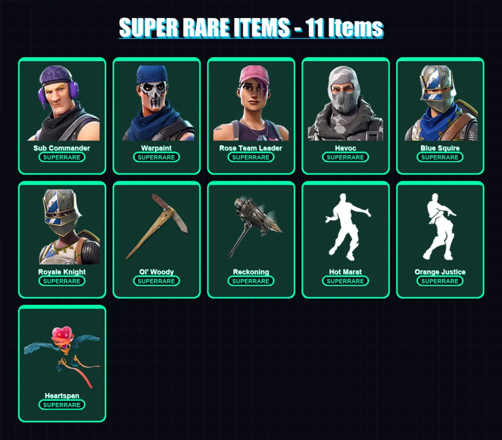 [PC/XBOX/PSN] | Sub Commander | Warpaint | Rose Team Leader | Havoc | Blue Squire | 90 skin | 78 pickaxe | 91 emote | 86 glider | Lv1260
