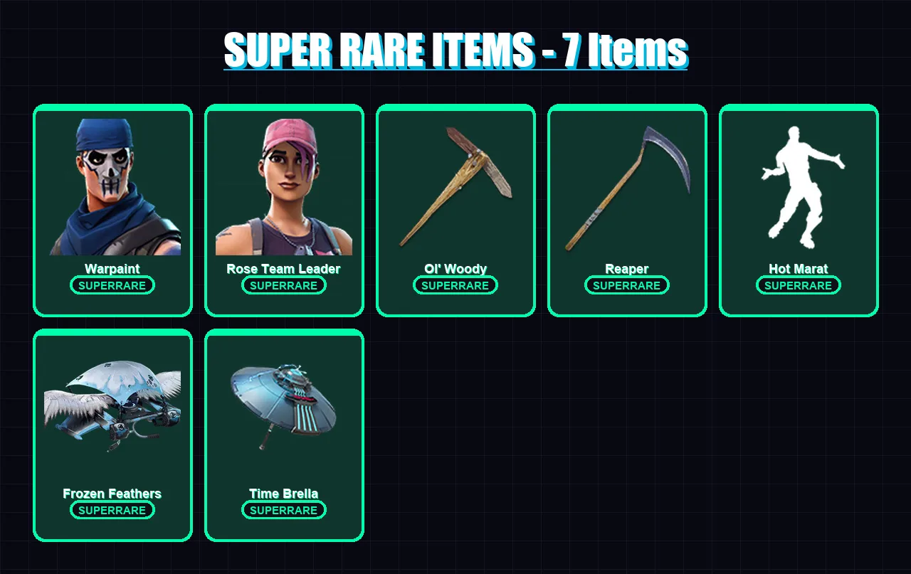 [PC/PSN] | Warpaint | Rose Team Leader | Luxe | Galaxy Scout | Spectra Knight | 192 skin | 224 pickaxe | 176 emote | 154 glider | Lv1809
