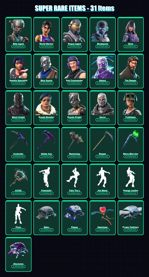 [PC/XBOX/PSN] | Elite Agent | World Warrior | Rogue Agent | Breakpoint | Glow | 201 skin | 153 pickaxe | 138 emote | 126 glider | Lv2068