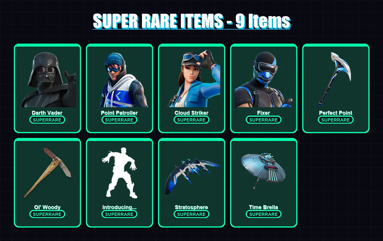 [PS4/PS5/XBOX/PC] | Darth Vader | Point Patroller | Cloud Striker | Fixer | Predator | 122 skin | 177 pickaxe | 126 emote | 135 glider | Lv1804