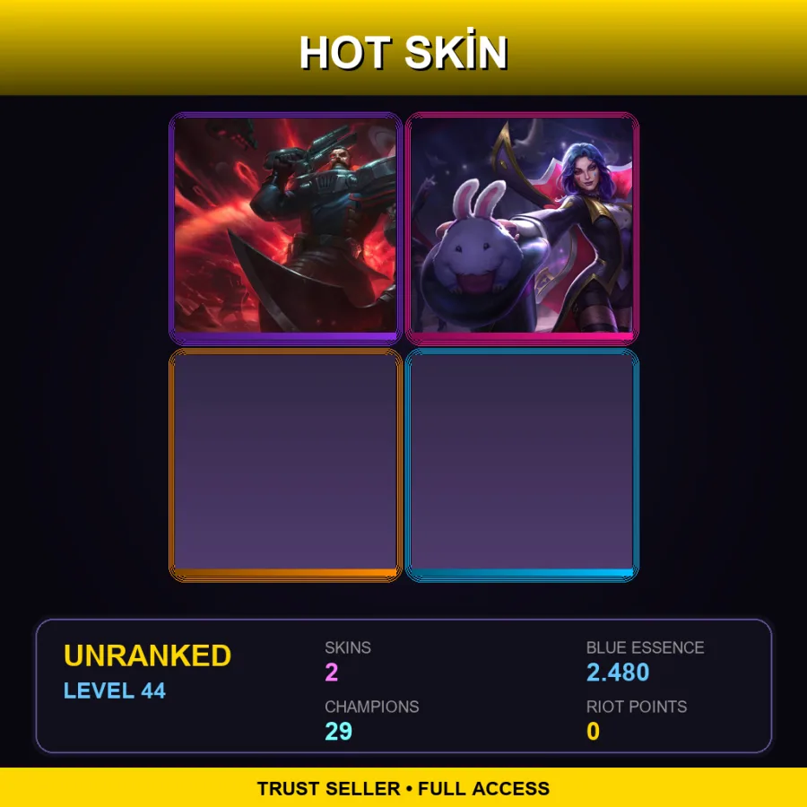 LAN | Lv44 | Unranked | 2 Skin | 29 Champ — LoL account