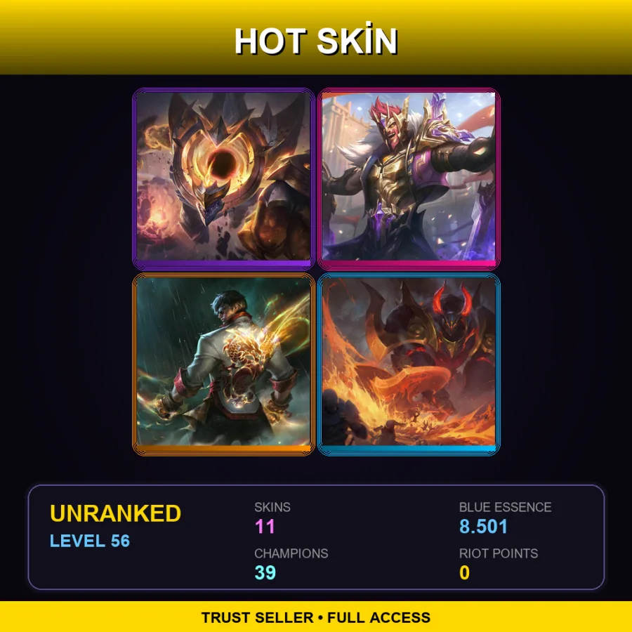 TR | Lv56 | Unranked | 11 Skin | 39 Champ — LoL account