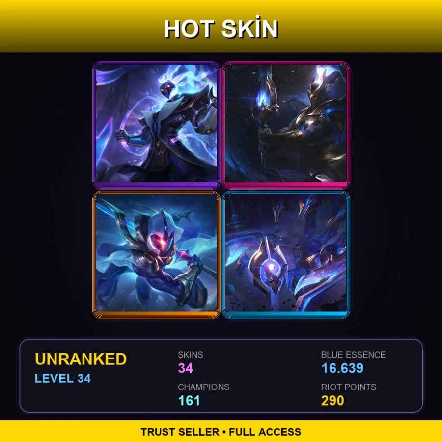 SG | Lv34 | Unranked | 34 Skin | 161 Champ — LoL account