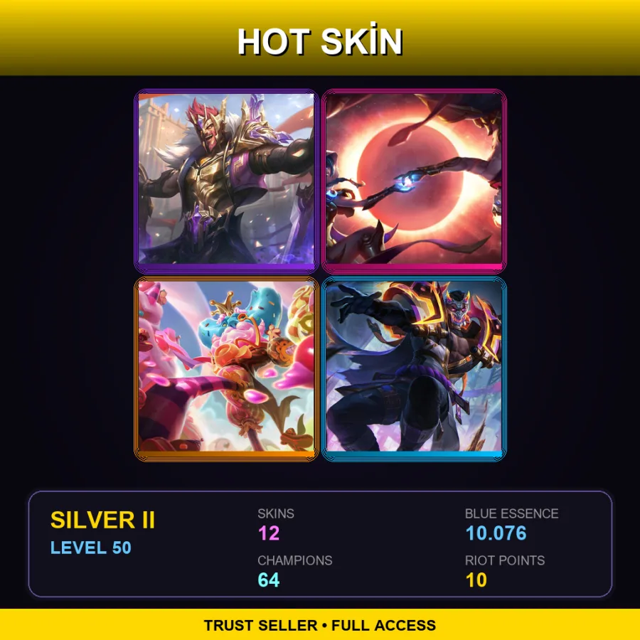 TR | Lv50 | Silver II | 12 Skin | 64 Champ — LoL account