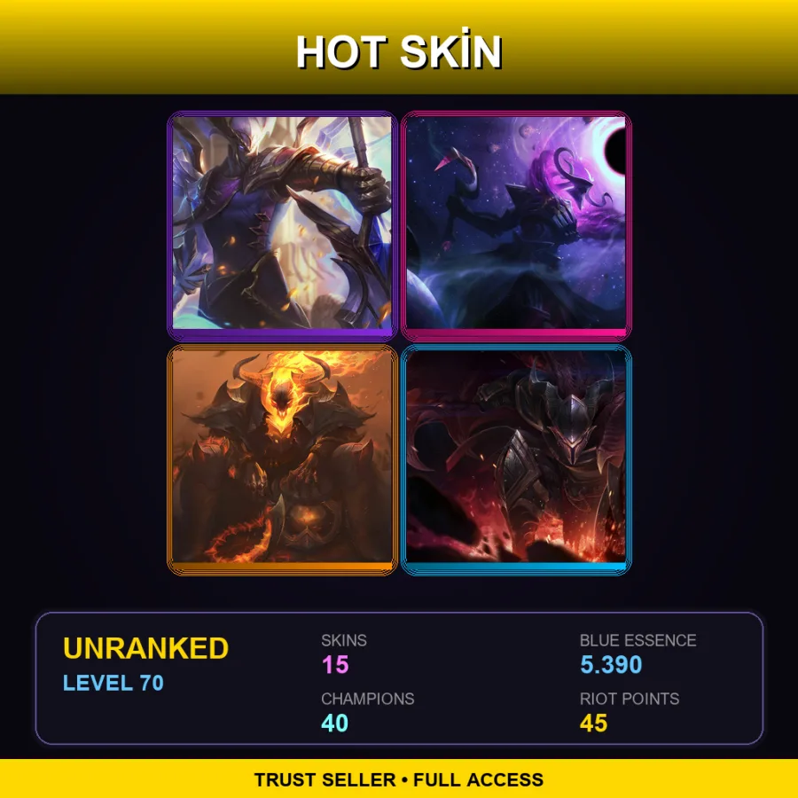 LAN | Lv70 | Unranked | 15 Skin | 40 Champ