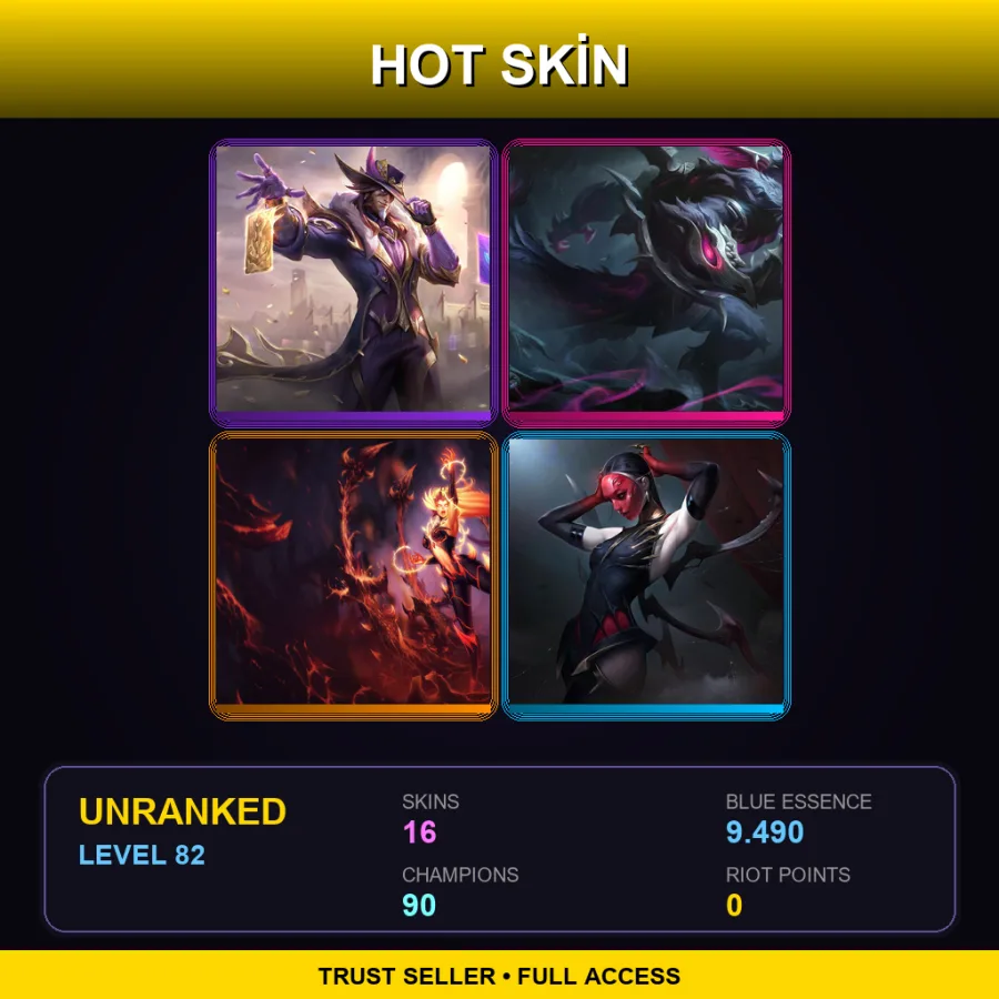 EUNE | Lv82 | Unranked | 16 Skin | 90 Champ