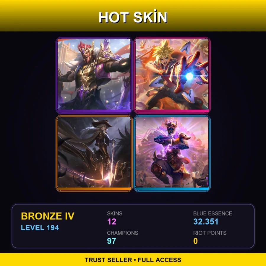 LAS | Lv194 | Bronze IV | 12 Skin | 97 Champ — LoL account
