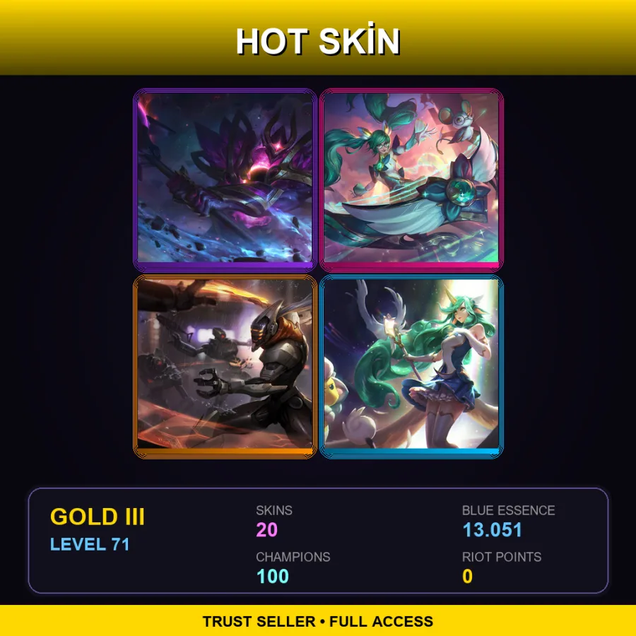 SG | Lv71 | Gold III | 20 Skin | 100 Champ