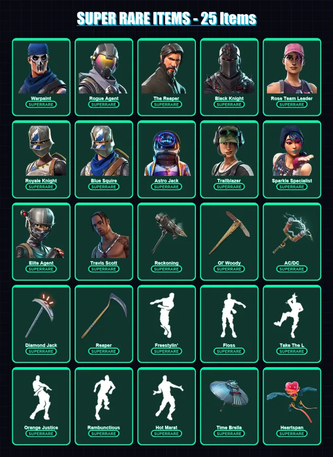 [PC/PSN] | Warpaint | Rogue Agent | The Reaper | Black Knight | Rose Team Leader | 181 skin | 157 pickaxe | 149 emote | 128 glider | Lv1968