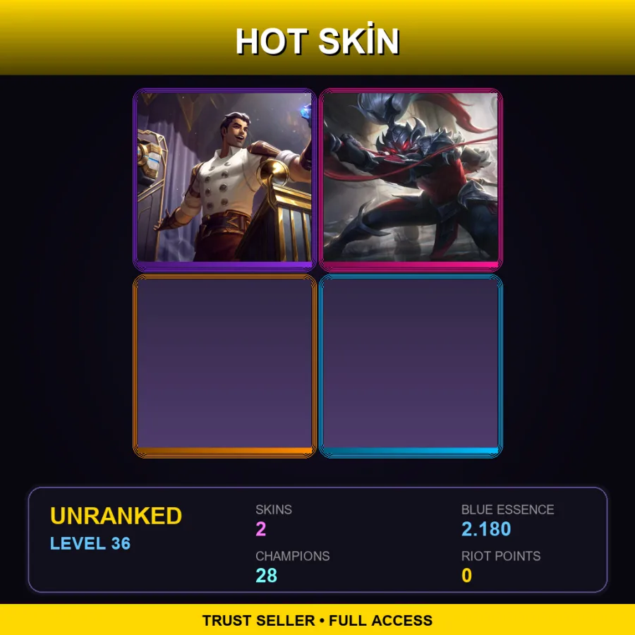 EUNE | Lv36 | Unranked | 2 Skin | 28 Champ — LoL account
