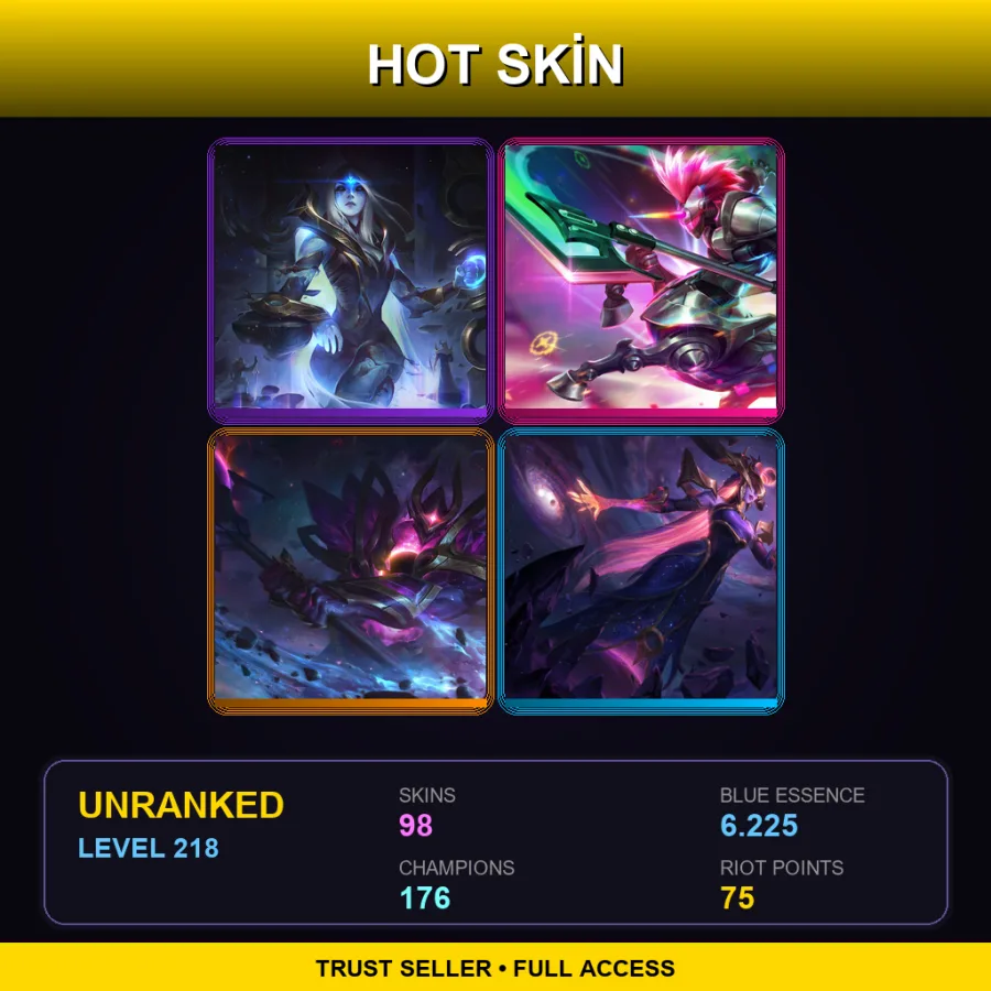 LAS | Lv218 | Unranked | 98 Skin | 176 Champ with Teemo