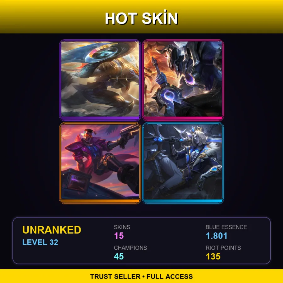 EUW | Lv32 | Unranked | 15 Skin | 45 Champ — Demacia Vice Lucian