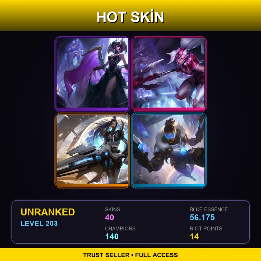 VN | Lv203 | Unranked | 40 Skin | 140 Champ