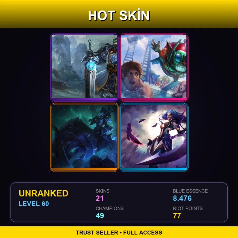 OCE | Lv60 | Unranked | 21 Skin | 49 Champ — LoL account