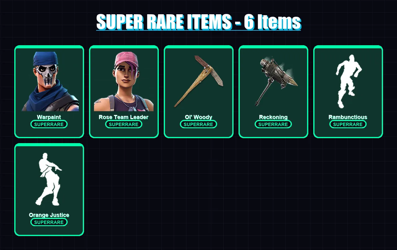 [PC/XBOX/PSN] | Warpaint | Rose Team Leader | Hybrid | Calamity | Rox | 49 skin | 34 pickaxe | 59 emote | 37 glider | Lv414