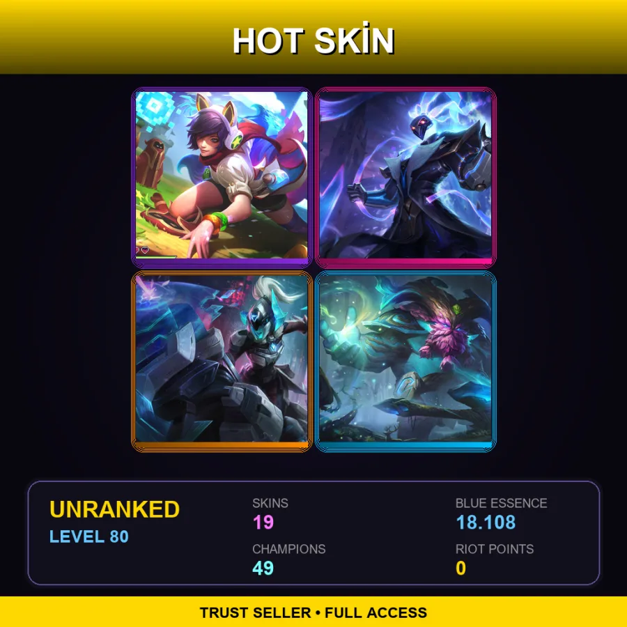 ME | Arcade Ahri | Pulsefire Thresh | PROJECT: Sejuani | Elderwood Ornn | 19 Skin | 49 Champ | Lv80