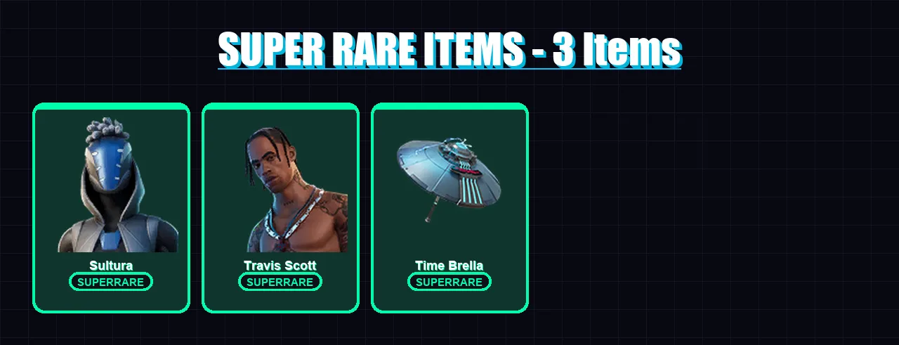 [PC] | Sultura | Travis Scott | Spire Assassin | Gear Specialist Maya | Lynx | 83 skin | 150 pickaxe | 104 emote | 126 glider | Lv2947