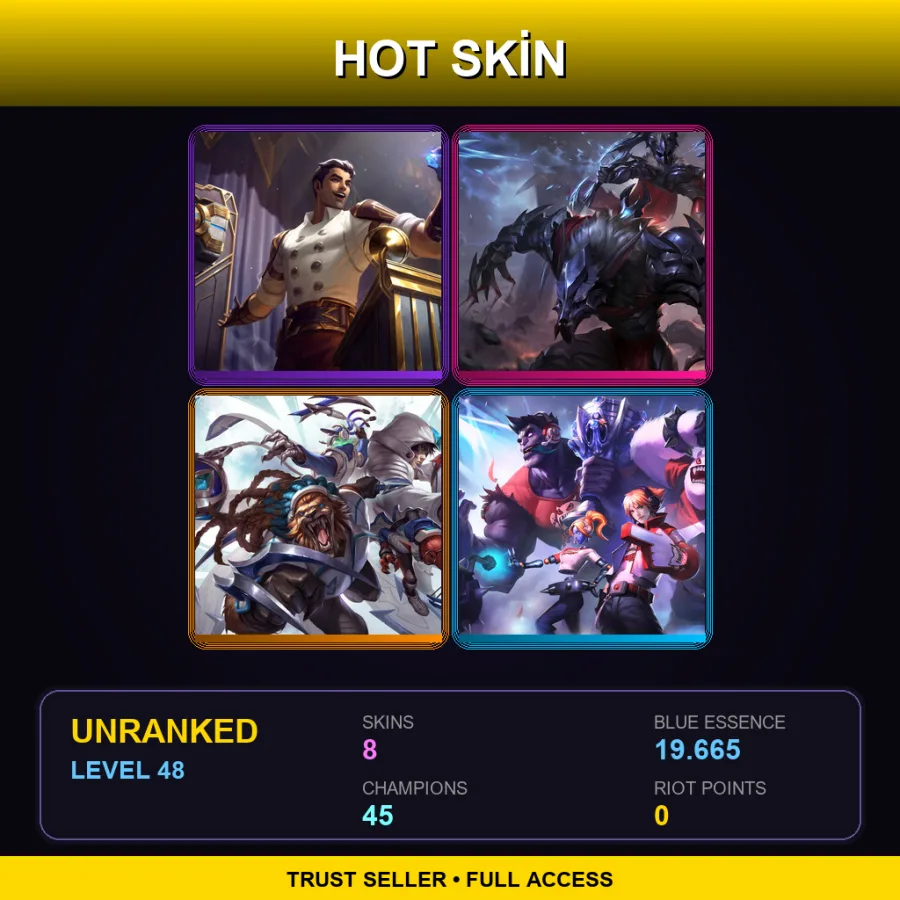 TR | Lv48 | Unranked | 8 Skin | 45 Champ