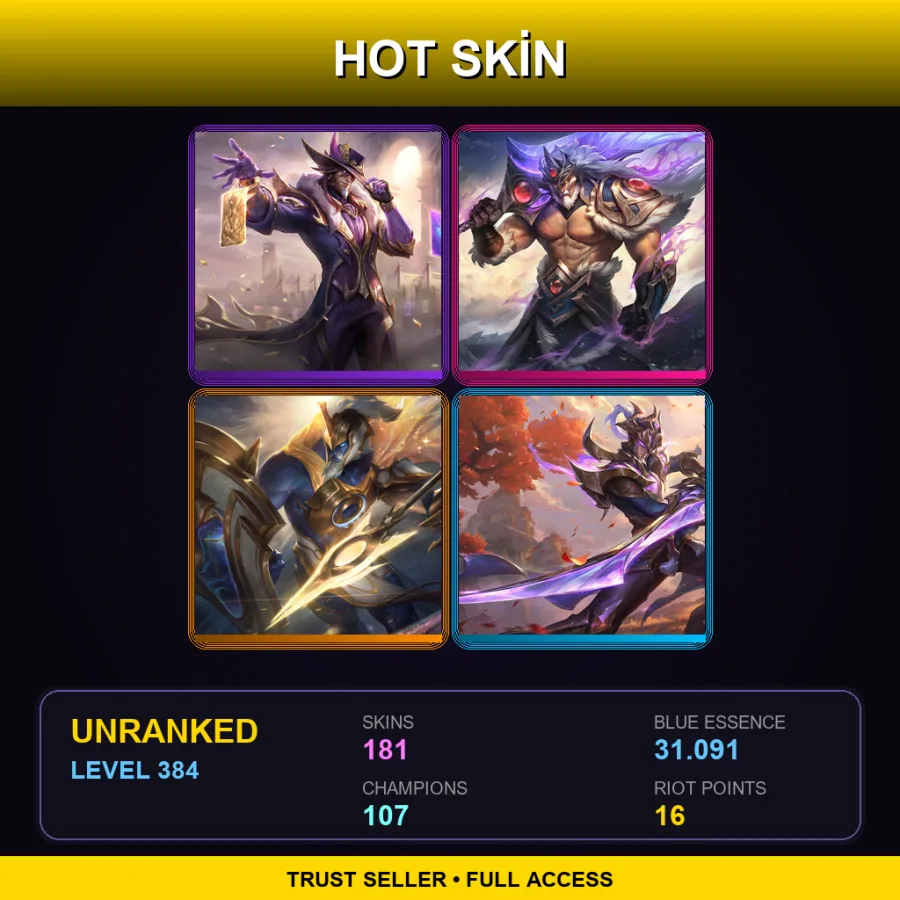 EUNE | Lv384 | Unranked | 181 Skin | 107 Champ — Dunkmaster Darius